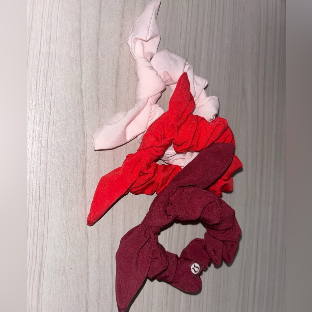 lululemon athletica Pink, Red, and Burgundy Hair Scrunchies